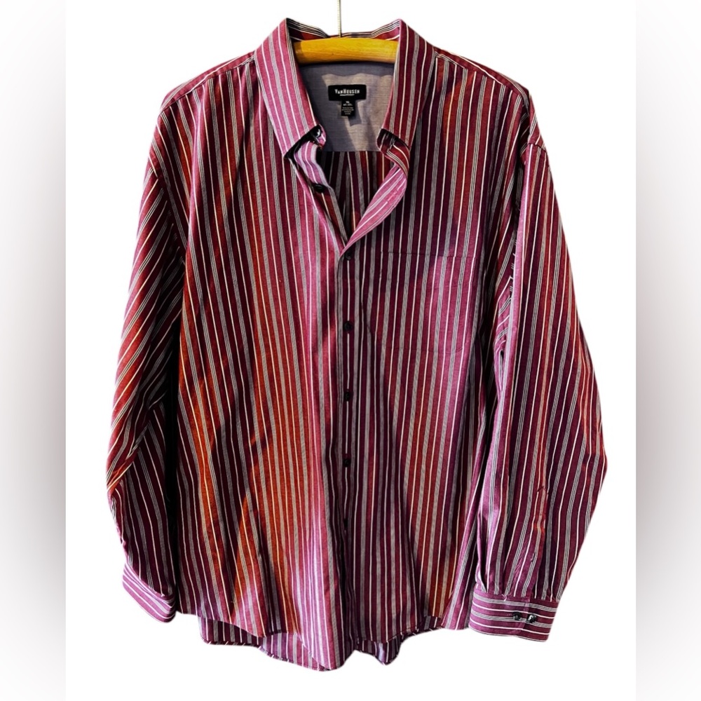 Van Heusen Men's Striped Button-down Shirt Long Sleeve XL EUC Business Casual